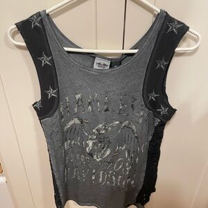 Harley-Davidson Black and Gray Star Tank Top